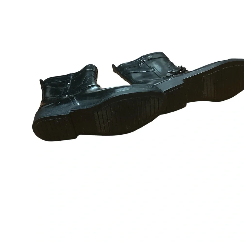 Coach Lester Black Rubber Rain Boots Ankle Buckle Waterproof Women’s Size 8 - Picture 5 of 7